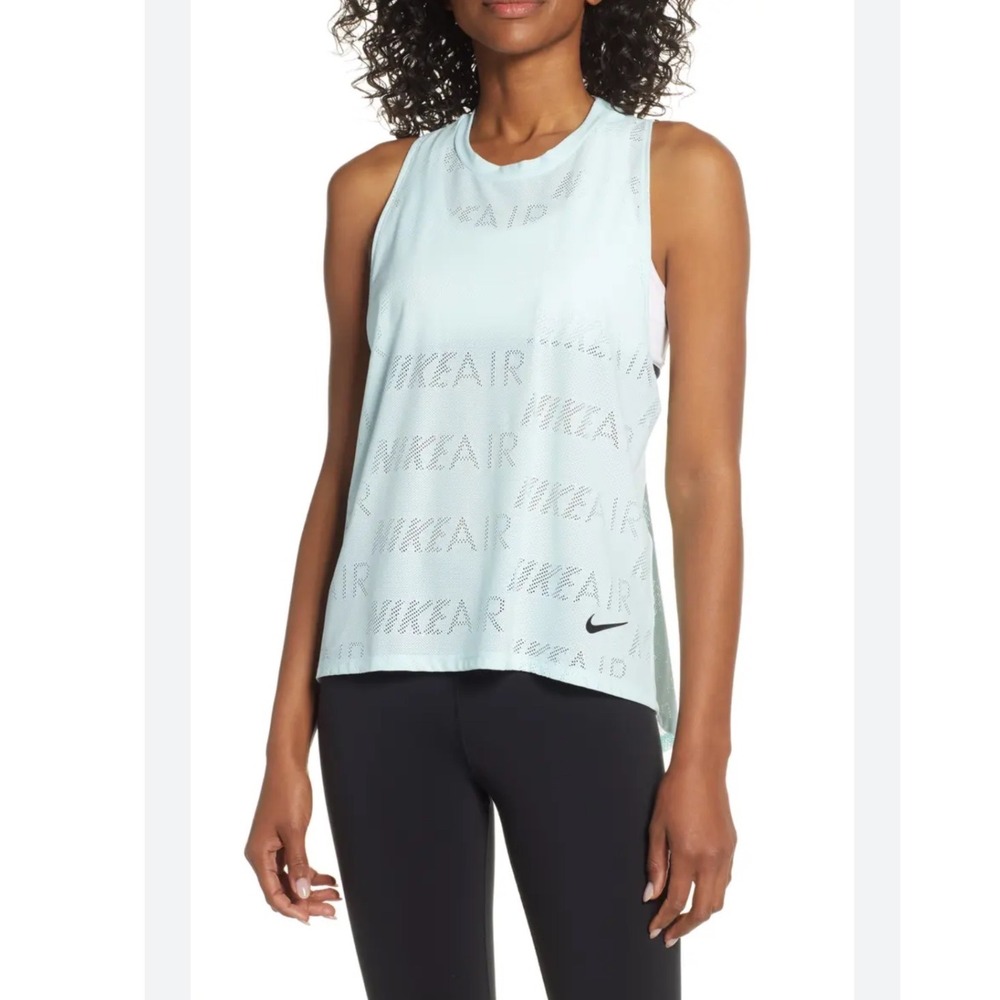 Nike Air Dri-FIT Perforated Running Tank Top Mint Mesh Racerback Medium Athletic